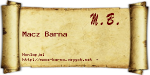 Macz Barna névjegykártya
